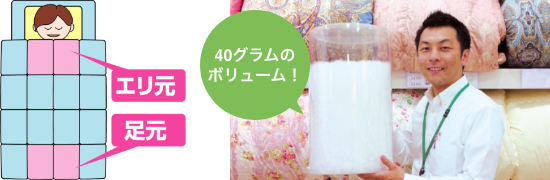 羽毛掛け布団エリ元ふっくら